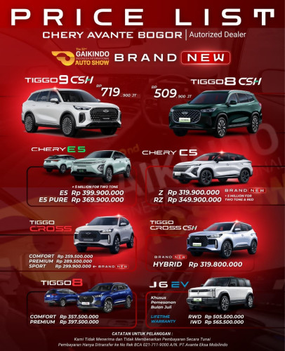 Pricelist Harga Chery ciledug 2025